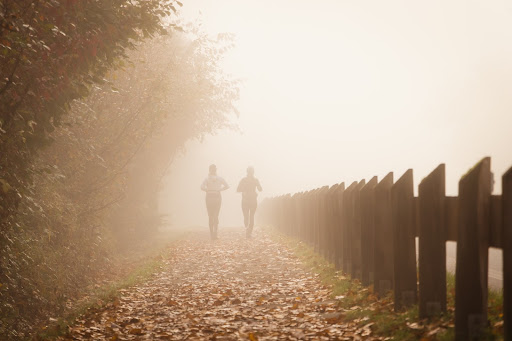 Zwei Frauen beim joggen im Herbst